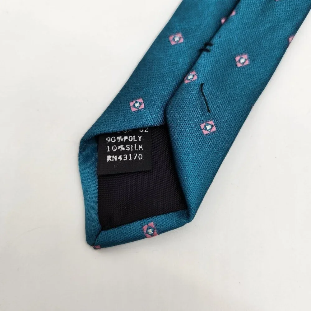 Vintage Sears The Mens Store‎ Tie Necktie Turquoise Blue and Pink Polk Dot EUC